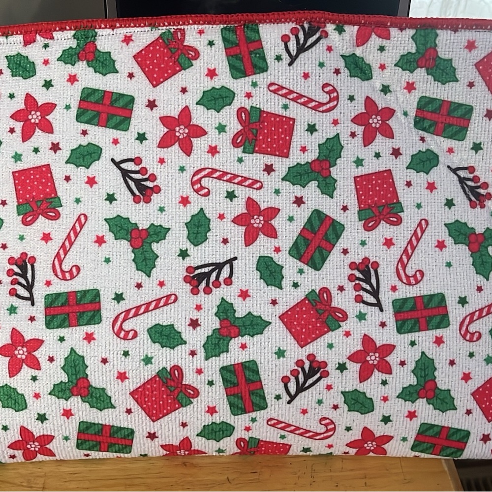 Holiday Gift Bag with Red and Green Festive Design
